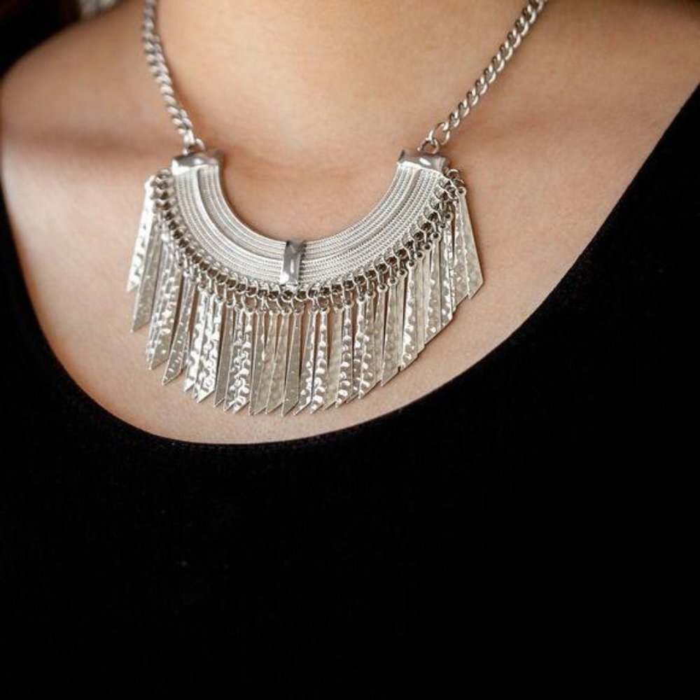 Impressively Incan – Silver Necklace Earrings Set - Picture 3 of 3